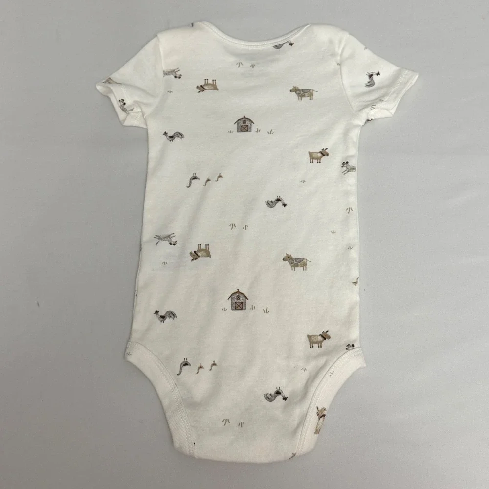 Carters Baby 9 Months Farm Animal Bodysuit and Velour Cow Pants Set White Cotton